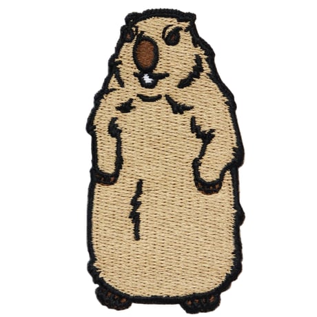 ワッペン マーモット ブサカワ系 動物 刺繍パッチ アイロン接着 説明書付き 横3.5cm×縦6.5cm