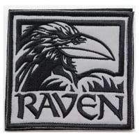 ワッペン カラス RAVEN（からす） マジックテープ（ベルクロ・面ファスナー）着脱式 ミリタリー サバゲー 刺繍パッチ グレー サイズ：8.5×8cm