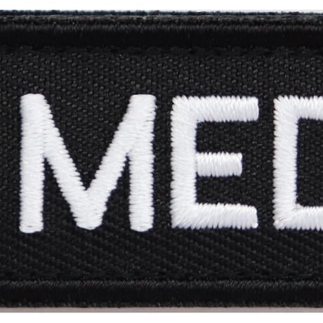 ワッペン MEDIC（衛生兵）とアスクレピオスの杖 マジックテープ  刺繍パッチ サイズ：横10×縦2.5cm
