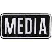 ワッペン MEDIA （メディア・報道機関・マスコミ） マジックテープ（ベルクロ・面ファスナー）着脱 ミリタリー サバゲー 刺繍パッチ 白枠