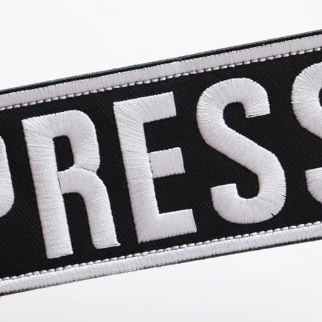 ワッペン PRESS（報道機関・マスコミ） マジックテープ着脱 刺繍パッチ 大 サイズ：12.5cm×縦5cm