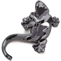 ワッペン トカゲ（ヤモリ） マジックテープ（ベルクロ・面ファスナー）着脱式 ミリタリー サバゲー 刺繍パッチ グレー系