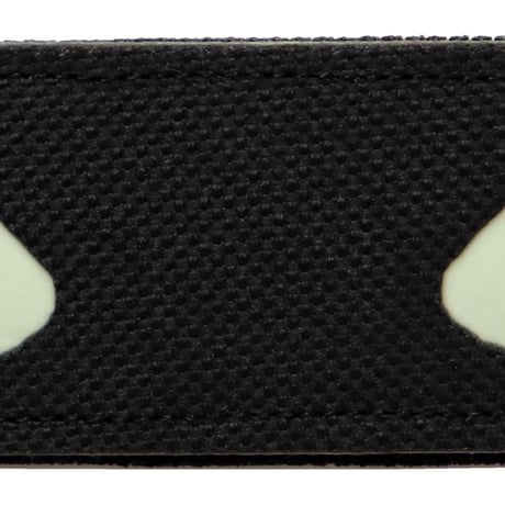 ワッペン 猫の目 蓄光・発光素材 マジックテープ着脱 ネコの目が光るパッチ 黒 サイズ：9×3cm