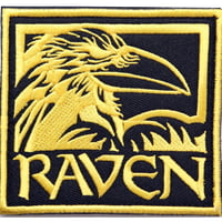 ワッペン カラス RAVEN（からす） マジックテープ（ベルクロ・面ファスナー）着脱式 ミリタリー サバゲー 刺繍パッチ 黄色 サイズ：8.5×8cm