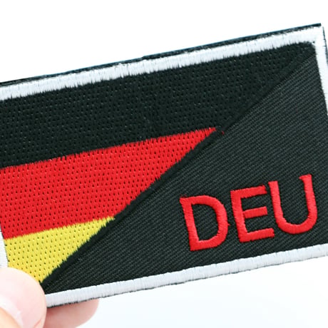 ワッペン ドイツ 国旗 DEU マジックテープ（ベルクロ・面ファスナー）着脱式 ミリタリー サバゲー 刺繍パッチ サイズ：8.7×5.4cm