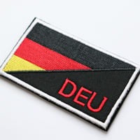 ワッペン ドイツ 国旗 DEU マジックテープ（ベルクロ・面ファスナー）着脱式 ミリタリー サバゲー 刺繍パッチ サイズ：8.7×5.4cm