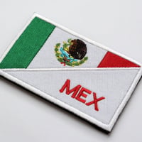 ワッペン メキシコ 国旗 MEX マジックテープ（ベルクロ・面ファスナー）着脱式 ミリタリー サバゲー 刺繍パッチ サイズ：8.7×5.4cm