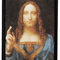 ワッペン キリスト ダヴィンチの絵画 サルバトール・ムンディ マジックテープ着脱