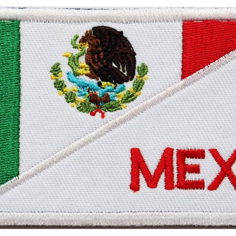 ワッペン メキシコ 国旗 MEX マジックテープ（ベルクロ・面ファスナー）着脱式 ミリタリー サバゲー 刺繍パッチ サイズ：8.7×5.4cm