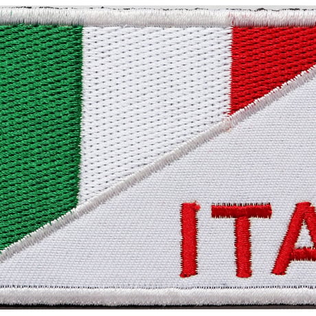 ワッペン イタリア 国旗 ITA マジックテープ着脱式 刺繍パッチ サイズ：8.7×5.4cm