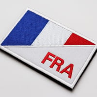 ワッペン フランス 国旗 FRA マジックテープ着脱式 トリコロール 刺繍パッチ サイズ：8.7×5.4cm