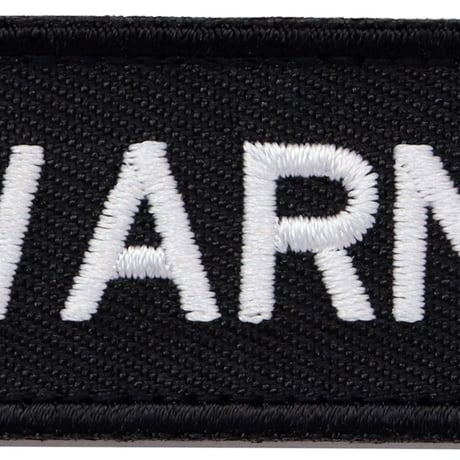 ワッペン WARNING（警告・注意・ワーニング） マジックテープ（ベルクロ）着脱式 ミリタリー サバゲー 刺繍パッチ サイズ：10×2.5cm
