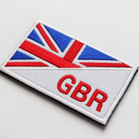 ワッペン イギリス 国旗 GBR マジックテープ（ベルクロ・面ファスナー）着脱式 ミリタリー サバゲー 刺繍パッチ サイズ：8.7×5.4cm