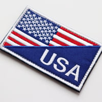 ワッペン アメリカ 国旗 USA マジックテープ着脱式 星条旗 刺繍パッチ サイズ：横8.7cm×縦5.4cm