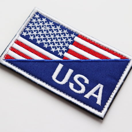 ワッペン アメリカ 国旗 USA マジックテープ着脱式 星条旗 刺繍パッチ サイズ：横8.7cm×縦5.4cm