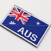 ワッペン オーストラリア 国旗 AUS マジックテープ（ベルクロ・面ファスナー）着脱式 ミリタリー サバゲー ブルーエンサインと星 刺繍パッチ サイズ：8.7×5.4cm