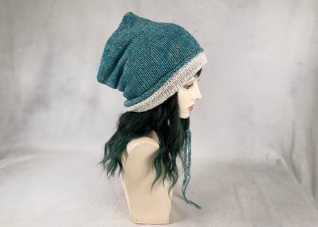 Ｗターバン：やりなおしの青空｜Turquoise & Ivory