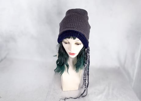 Ｗターバン：風まかせ｜Navy & Gray