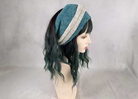 Ｗターバン：やりなおしの青空｜Turquoise & Ivory
