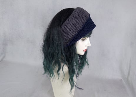 Ｗターバン：風まかせ｜Navy & Gray