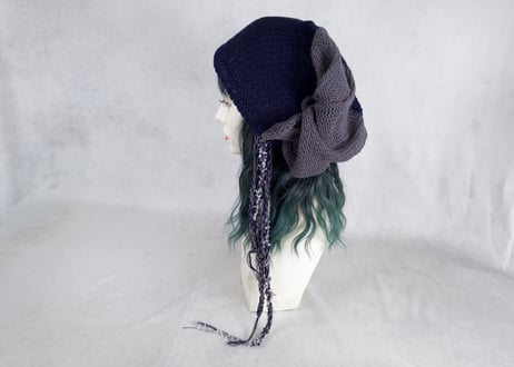 Ｗターバン：風まかせ｜Navy & Gray
