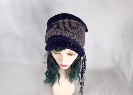 Ｗターバン：風まかせ｜Navy & Gray