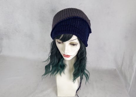 Ｗターバン：風まかせ｜Navy & Gray
