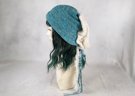 Ｗターバン：やりなおしの青空｜Turquoise & Ivory