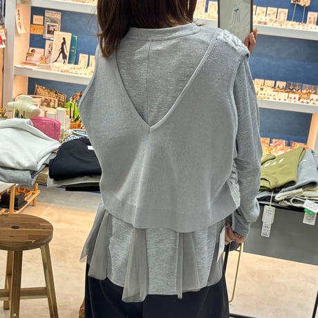 チュールフリルカットソー