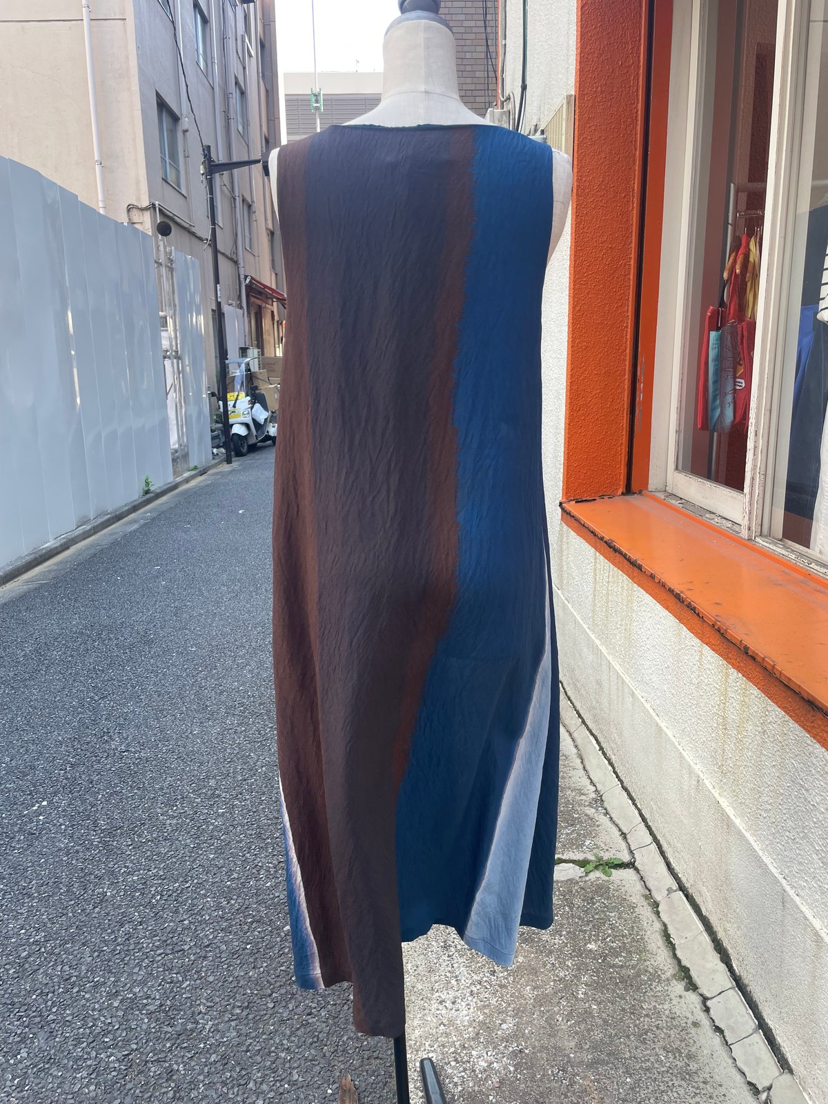 藍染風 ロング丈ワンピース IL VENTO & LA SETA ITALY Sサイズ イン