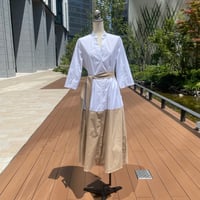 CAFFE LARDO バイカラー ウエストベルト ITALY  ロング丈 インポートワンピース