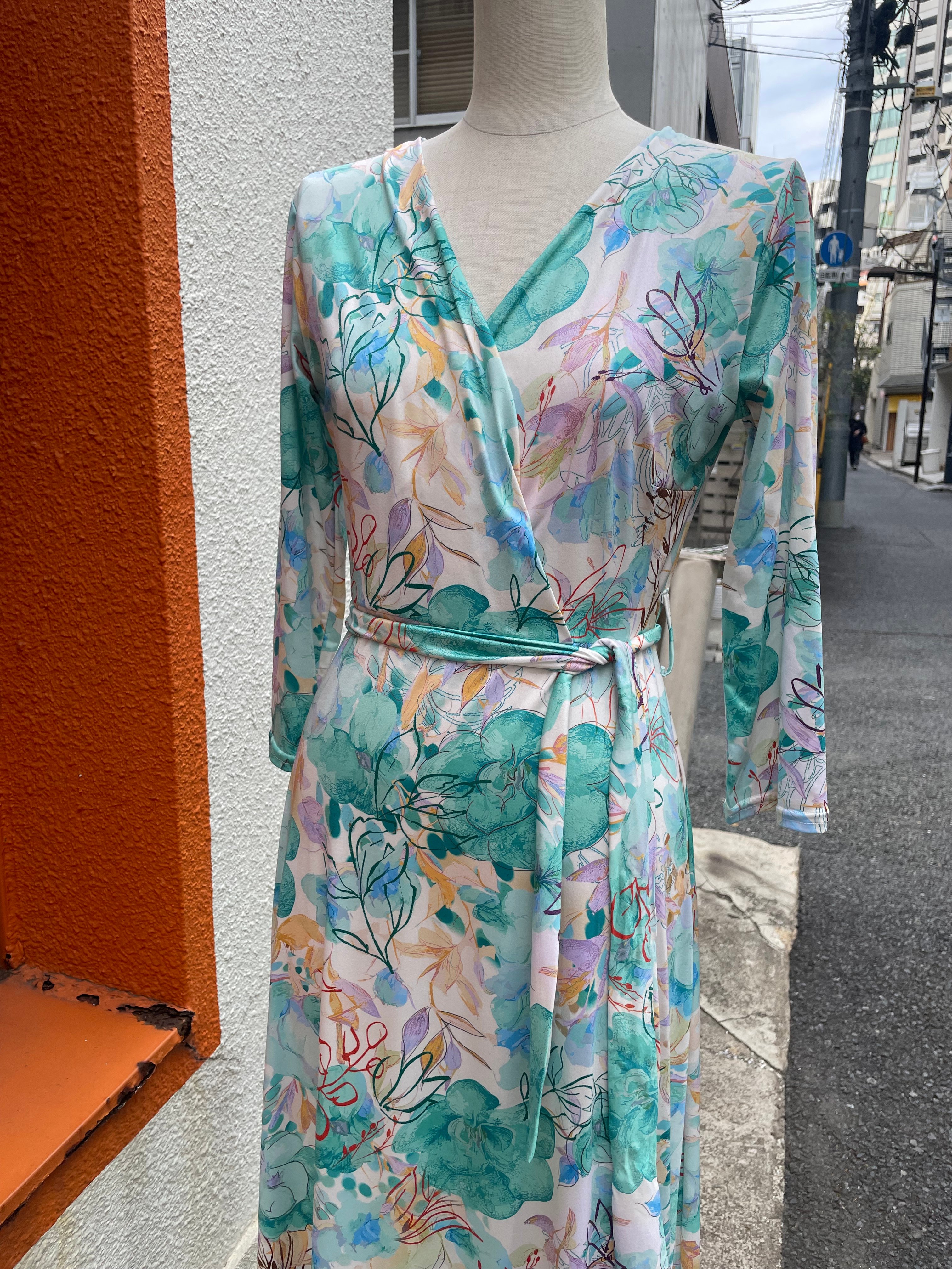 エメラルドグリーン 花 マキシ丈ワンピース fifilles インポート Paris