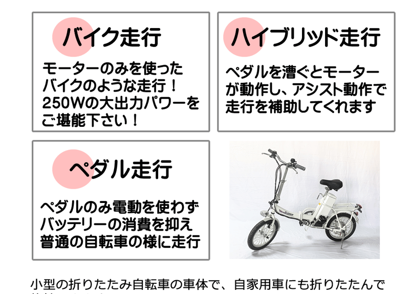 大容量バッテリー/新品/ハイスペック/折りたたみ/電動アシスト自転車/白 引取りキャンペーン対象外】 電動アシスト自転車 25PAS