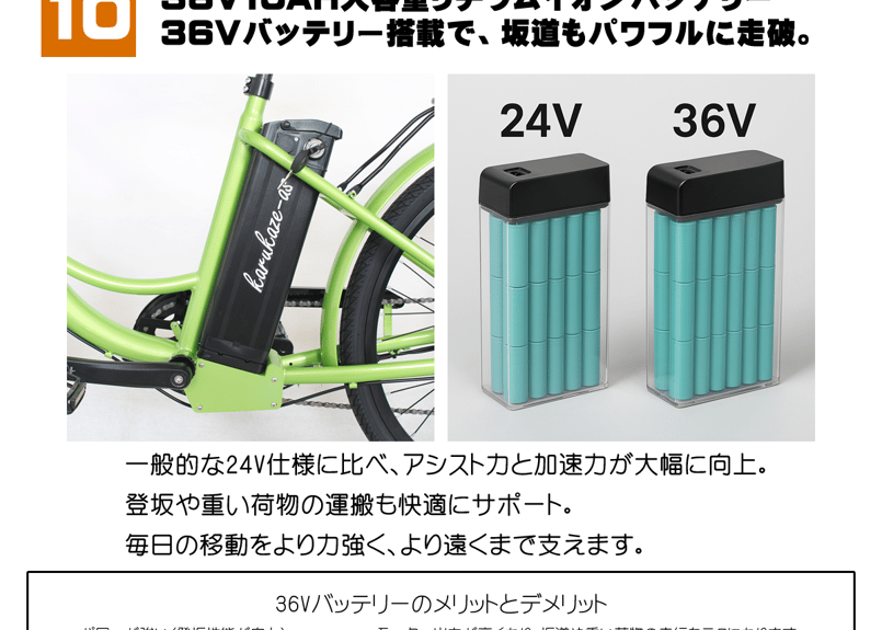 モペット型電動機付自転車 軽風26 36V版大容量リチウムイオン