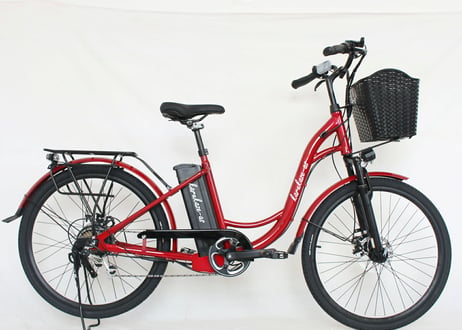 モペット型電動機付自転車 軽風26 36V版大容量リチウムイオンバッテリー搭載 前後ディスクブレーキ装着 前カゴ付 26インチ 軽車両 ヨーロピアンキャリー(荷台)装備 原付一種扱い