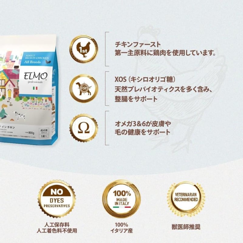 3個セット（約3食分） ELMO エルモ 成犬用 ドッグフード 高バランス