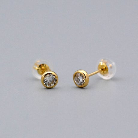 【K18YG】オーブダイヤモンドピアス0.30ct