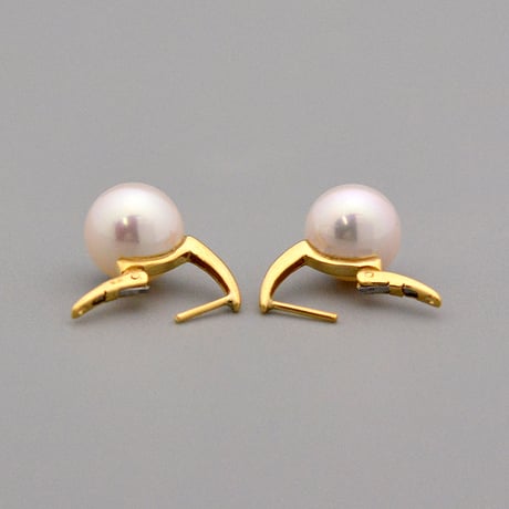 【K18YG】パールスプリングフープピアス