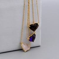 【K18YG】チェスカット ワイドハート 天然石ネックレス