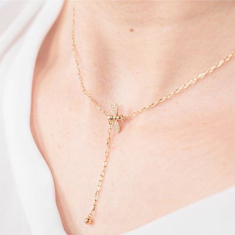 【K18YG】HoneyBee Yラインネックレス