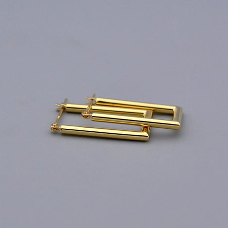【K18YG】レクタングル・パイプピアス