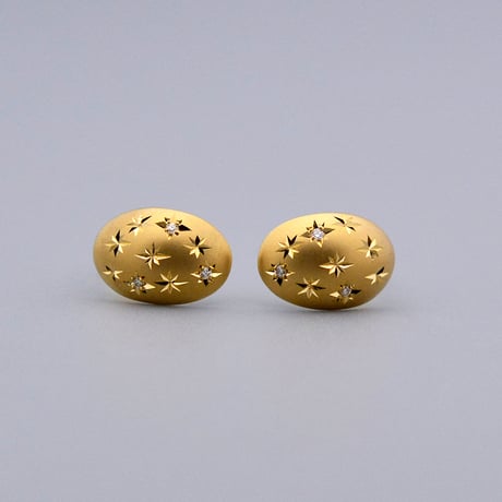 【K18YG】ルミナスオーバルダイヤモンドピアス