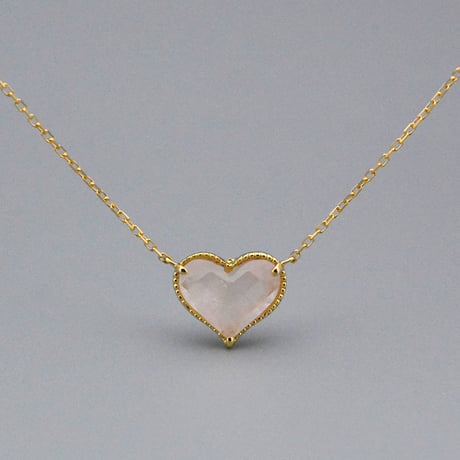 【K18YG】チェスカット ワイドハート 天然石ネックレス