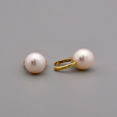 【K18YG】パールスプリングフープピアス