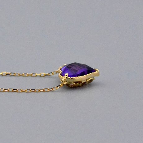 【K18YG】チェスカット ワイドハート 天然石ネックレス