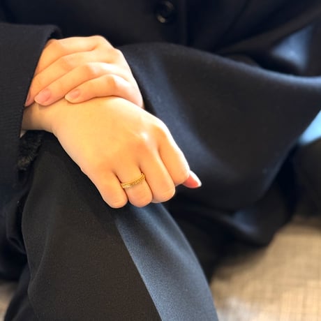 【K18YG】ジオメトリック スネークチェーンリング