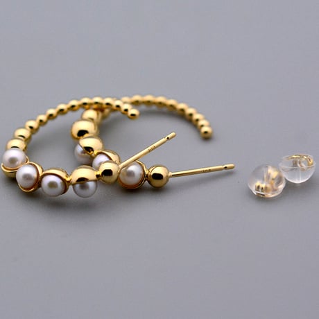 【K18】ムーンフェイシズ パールフープピアス