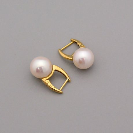 【K18YG】パールスプリングフープピアス