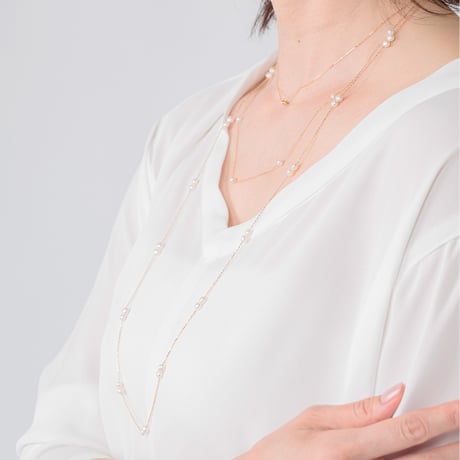 【K18YG】バロックパール ロングステーションネックレス