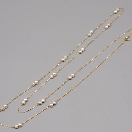【K18YG】バロックパール ロングステーションネックレス